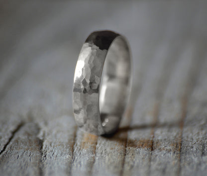 2mm Wedding Band, 6mm Wedding Ring, Hammered Effect Wedding Band, Made To Order.