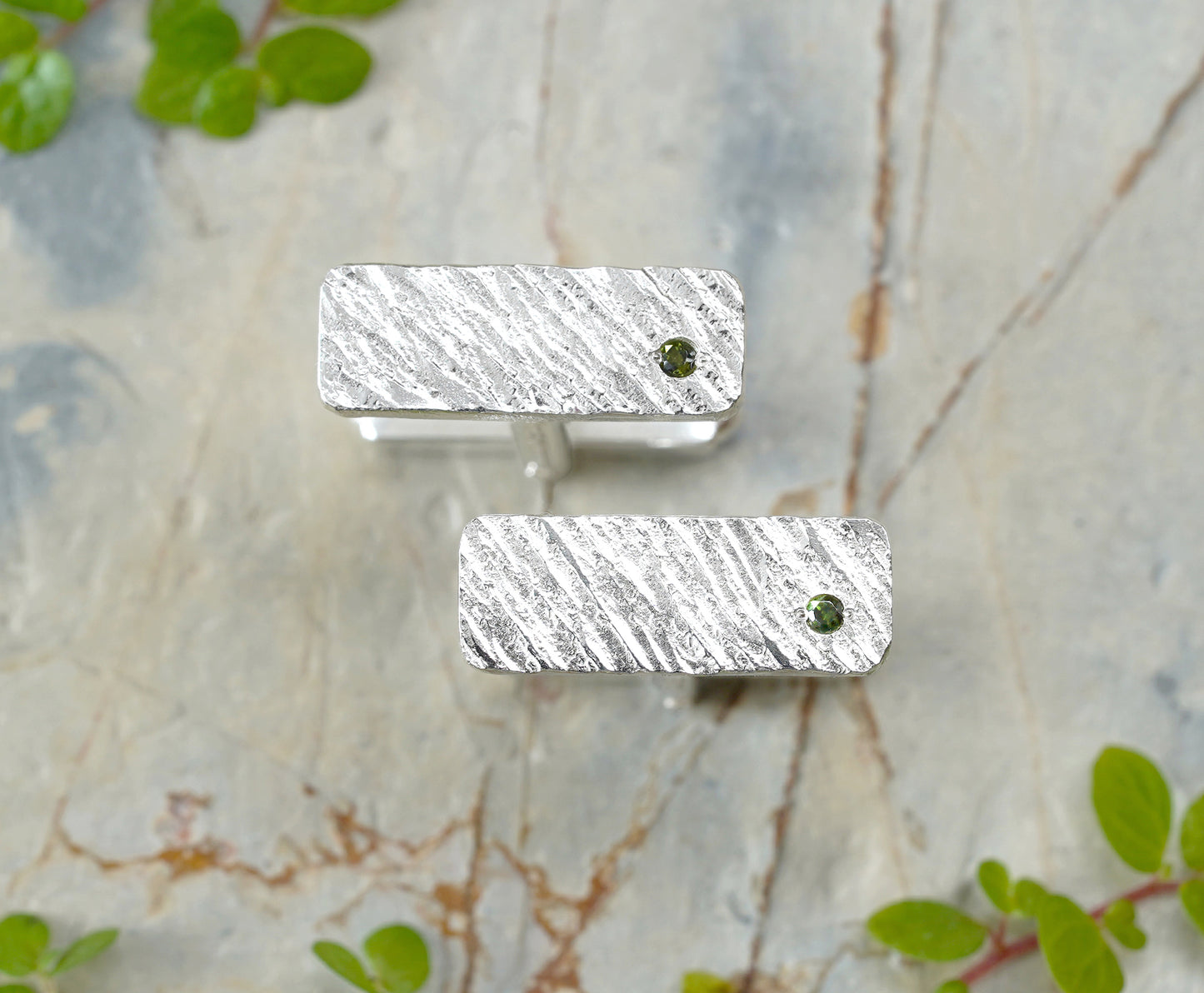 Tourmaline Cufflinks in Sterling Silver