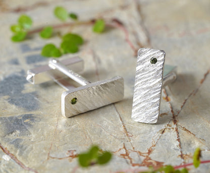 Tourmaline Cufflinks in Sterling Silver