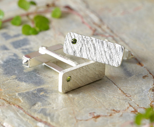 Tourmaline Cufflinks in Sterling Silver