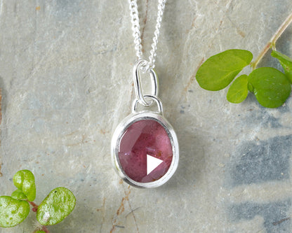 Small Tourmaline Necklace in Sterling Silver