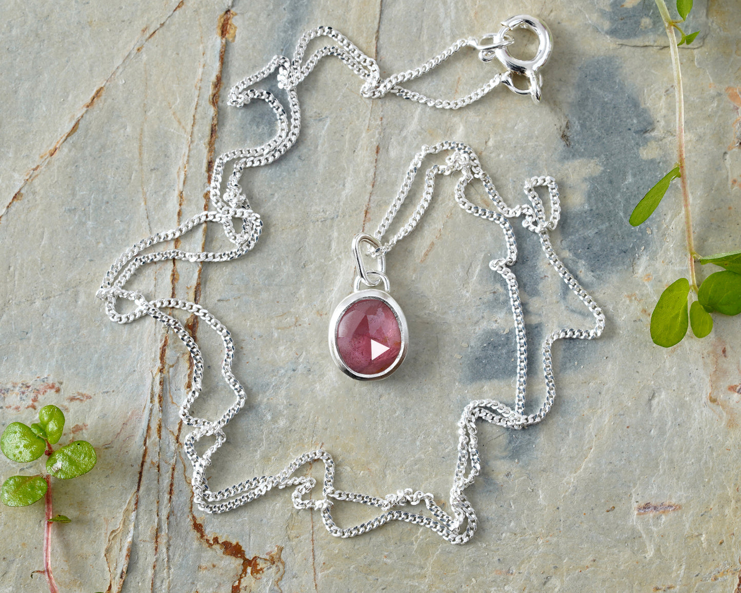 Small Tourmaline Necklace in Sterling Silver