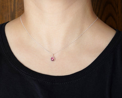 Small Tourmaline Necklace in Sterling Silver