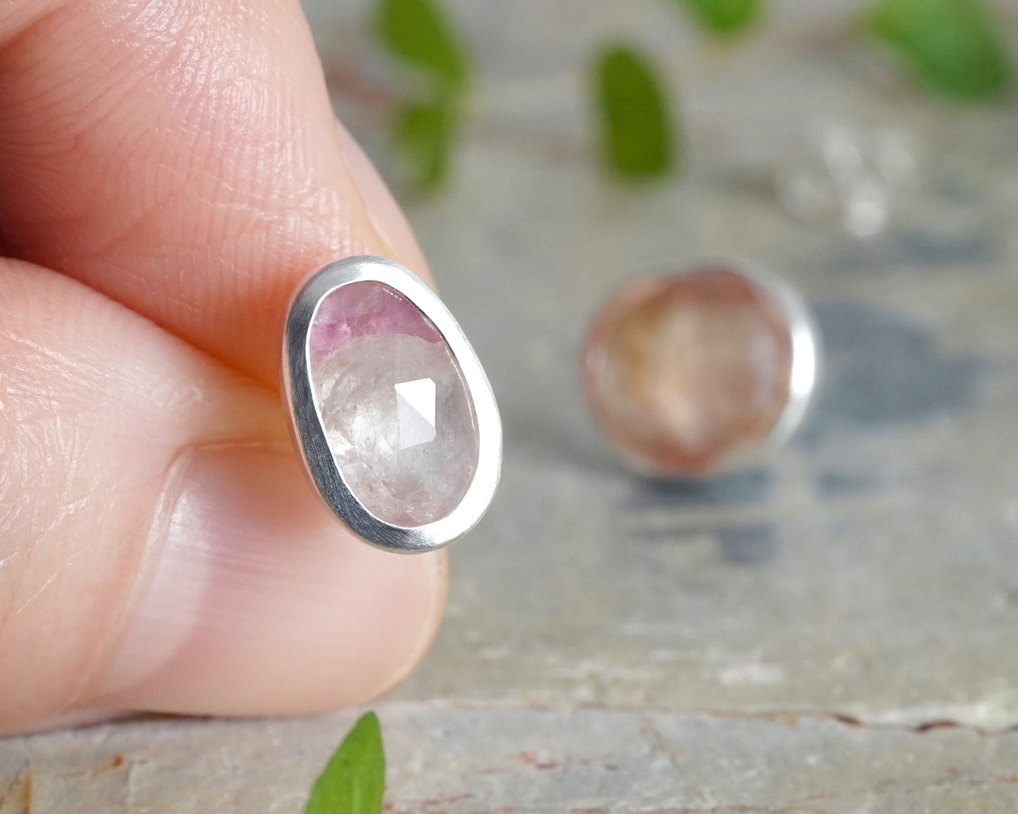 Natural Tourmaline Stud Earrings in Sterling Silver