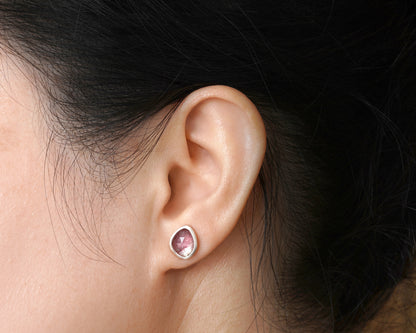 Pink Tourmaline Stud Earrings in Sterling Silver