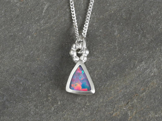 Small Australian Opal Doublet Necklace in Sterling Silver
