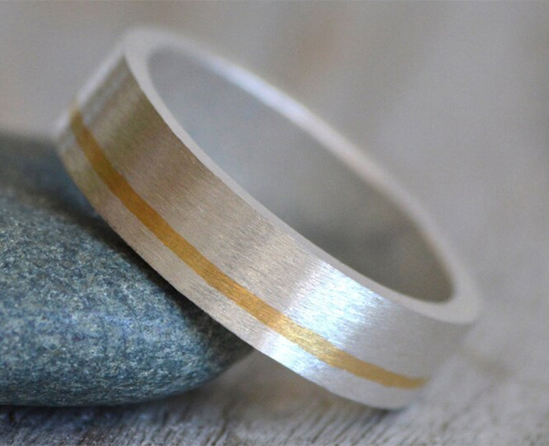 Wedding Band with 24K Gold Inlay