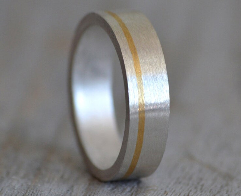 Wedding Band with 24K Gold Inlay