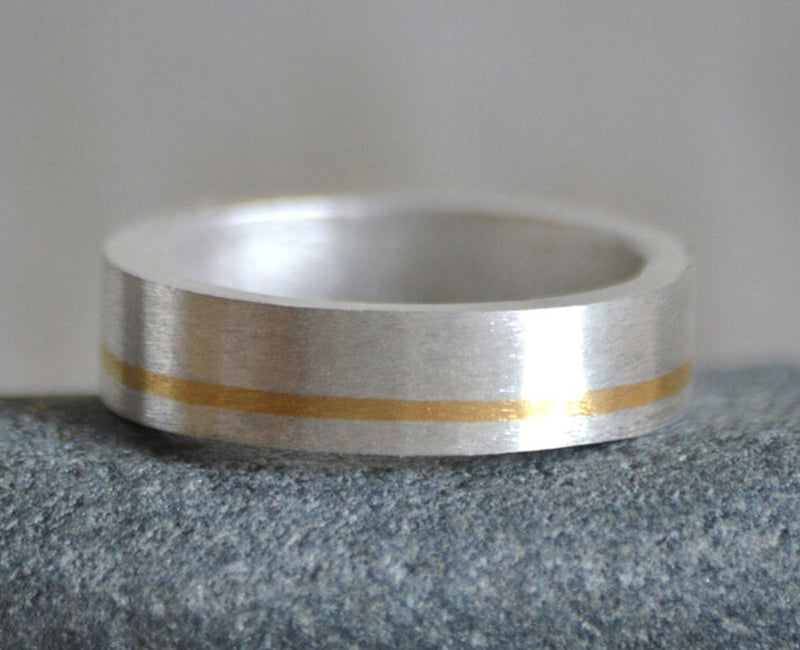 Wedding Band with 24K Gold Inlay