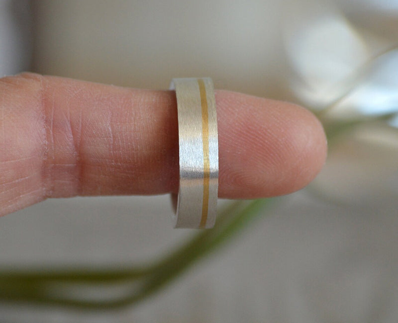 Wedding Band with 24K Gold Inlay