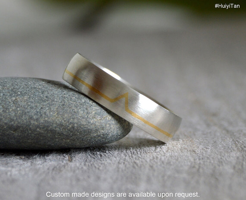 Wedding Band with 24K Gold Inlay