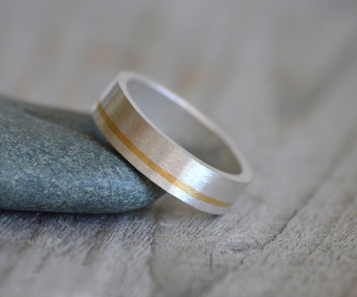 Wedding Band with 24K Gold Inlay