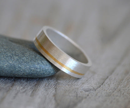 Wedding Band with 24K Gold Inlay