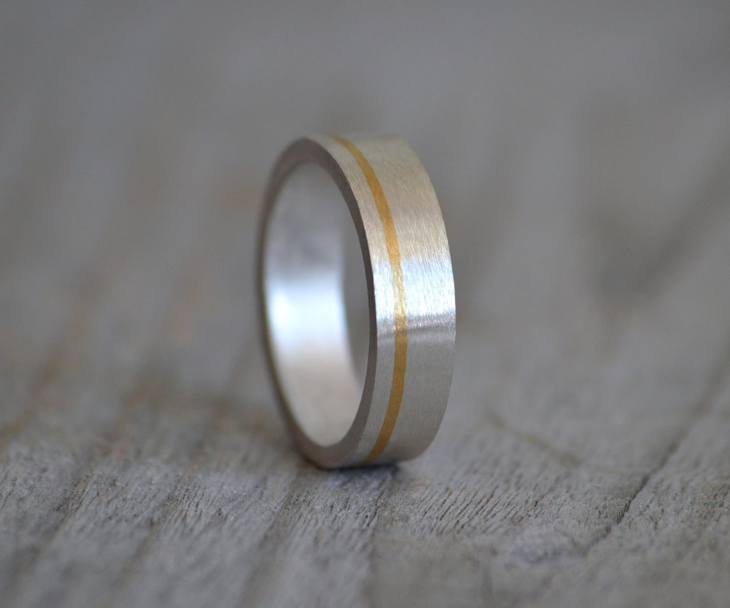 Wedding Band with 24K Gold Inlay