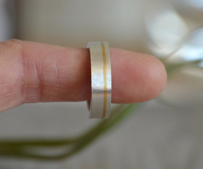 Wedding Band with 24K Gold Inlay