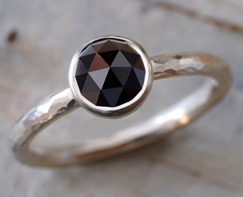 Rose Cut Black Diamond Engagement Ring