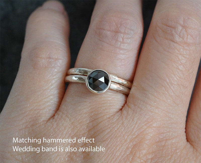 Rose Cut Black Diamond Engagement Ring