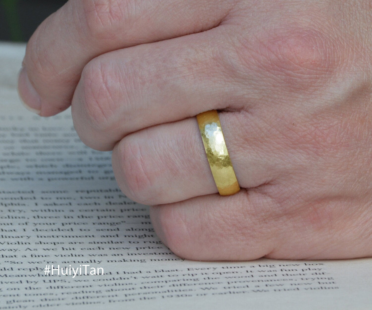 Special Order for Ryan: Hammered effect Wedding Ring in 18k Yellow Gold