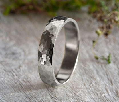Hammered effect Wedding Ring, Rustic Wedding Band, Made to Order