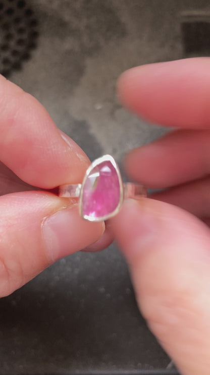 Pink Tourmaline Ring, 1.8ct Tourmaline Ring, October Birthstone Ring