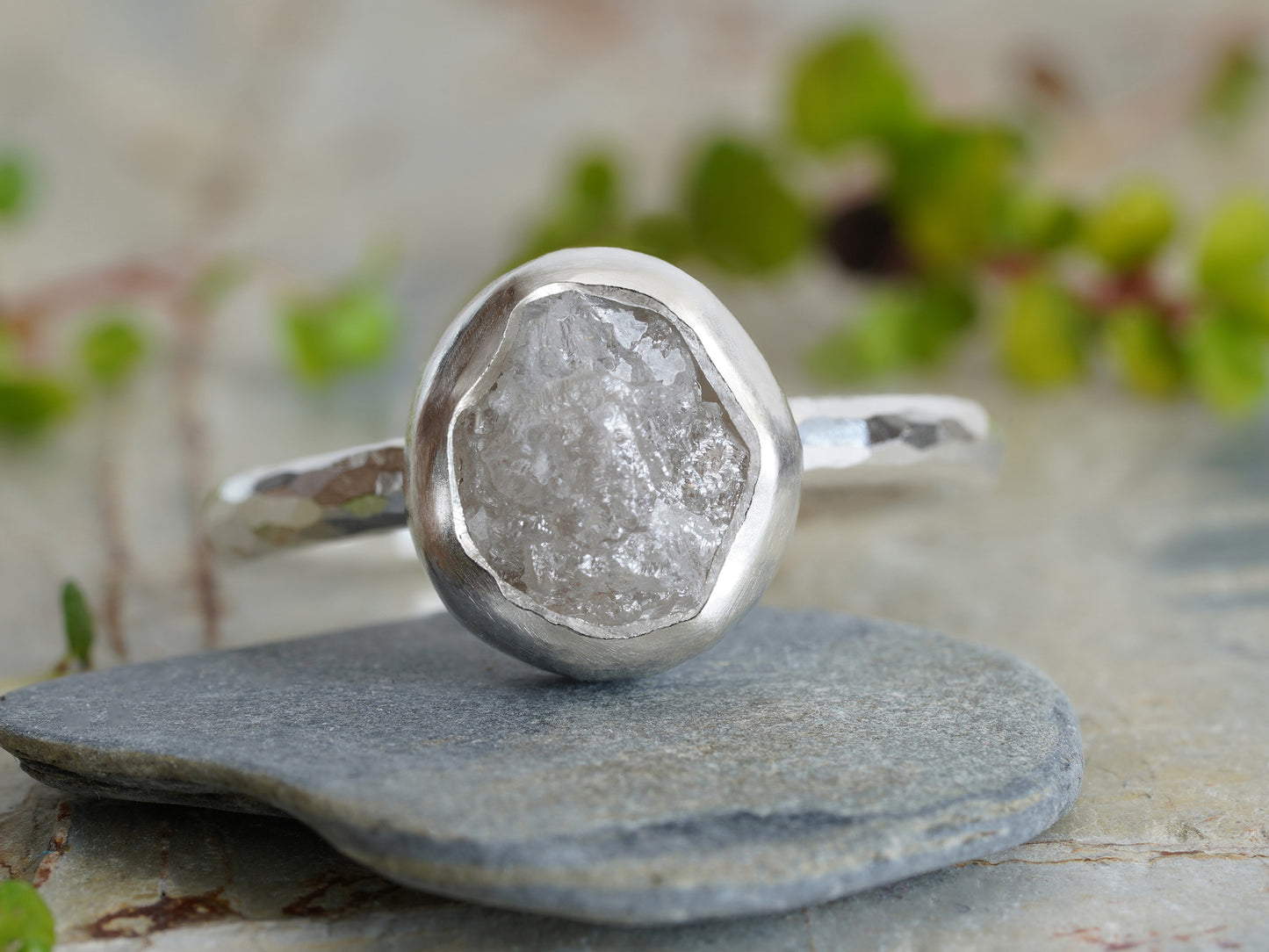 2.65ct Light Grey Rough Diamond Engagement Ring