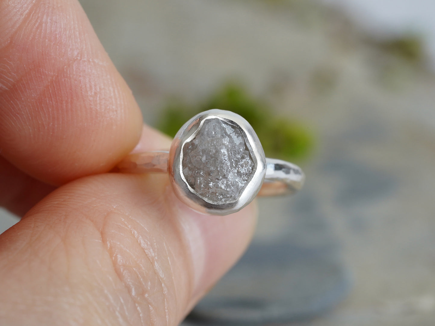 2.65ct Light Grey Rough Diamond Engagement Ring