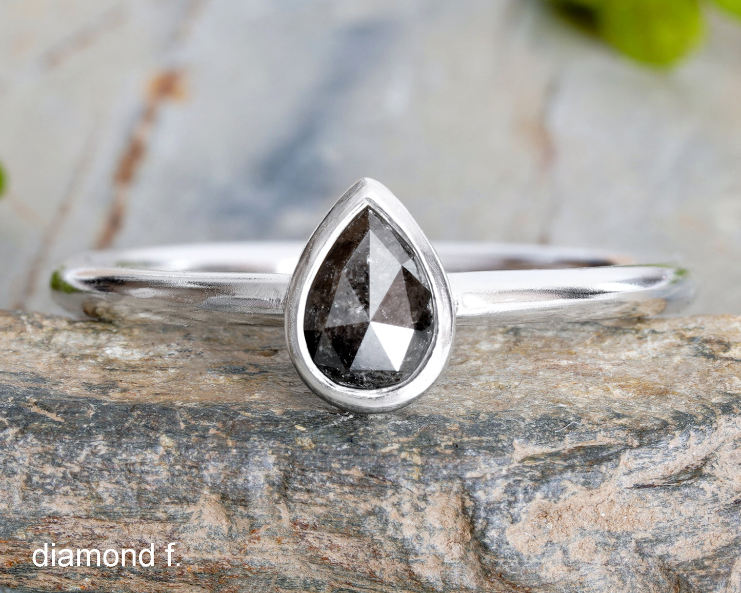 Pear Shape Black Diamond Engagement Ring
