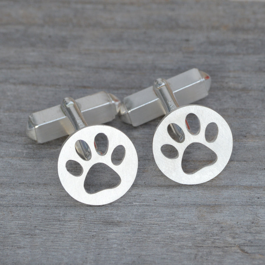 Paw Print Cufflinks in Sterling Silver