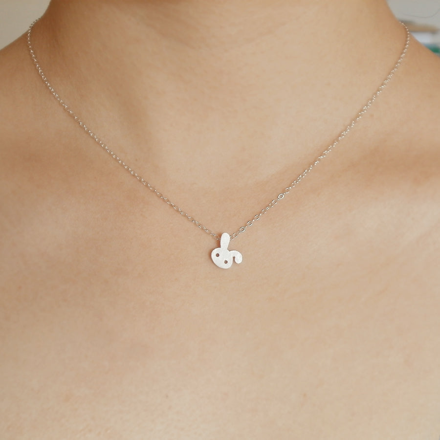 Rabbit Necklace, Floppy Ear Rabbit Necklace, Silver Bunny Necklace