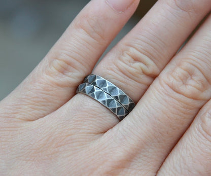 Harlequin Ring in Black Silver