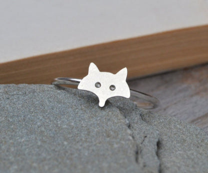 Fox Ring in Sterling Silver, Silver Fox Ring