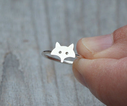 Fox Ring in Sterling Silver, Silver Fox Ring