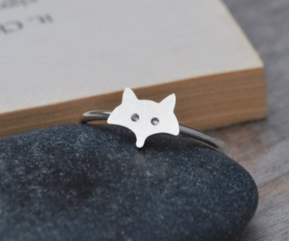 Fox Ring in Sterling Silver, Silver Fox Ring