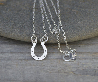 Horseshoe Necklace in Sterling Silver, Silver Horseshoe Necklace