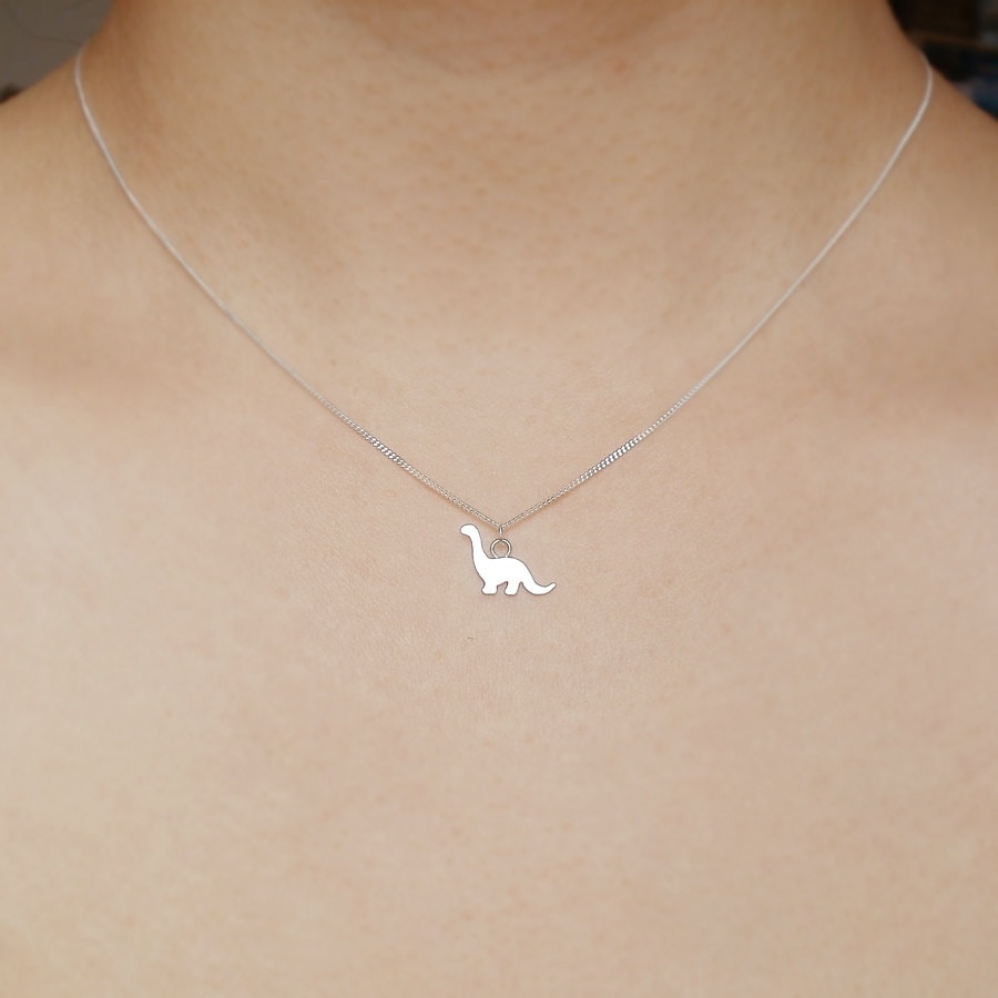 Dinosaur Necklace, Brontosaurus Necklace in Sterling Silver