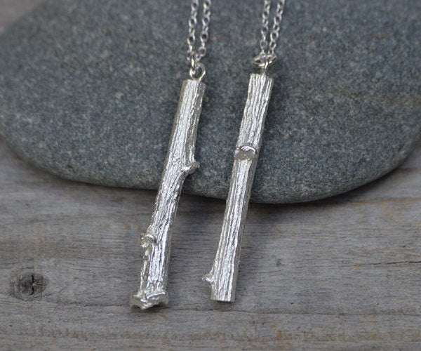 Apple Twig Necklace in Sterling Silver, Silver Apple Twig Necklace