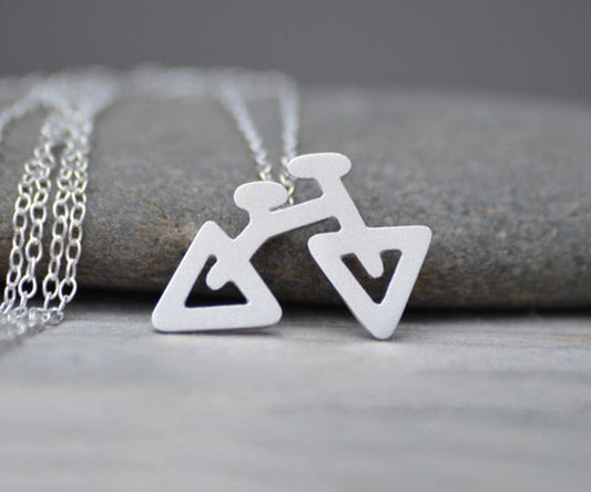 Bicycle Necklace in Sterling Silver, Triangular Bicycle Necklace
