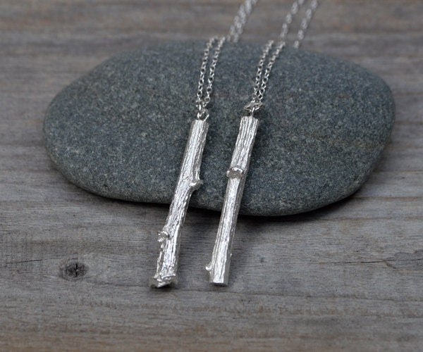 Apple Twig Necklace in Sterling Silver, Silver Apple Twig Necklace