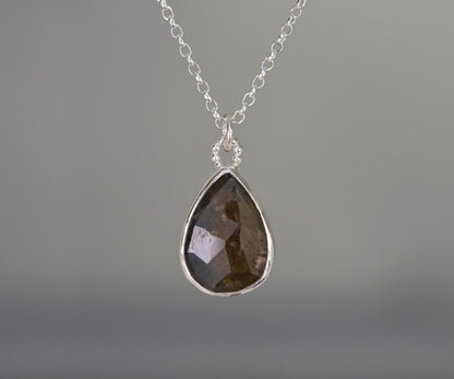 Teardrop Sapphire Necklace, 8.1ct Sapphire Necklace, April Birthstone Necklace