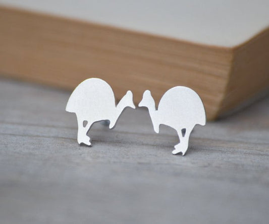 Southern Cassowary Stud Earrings in Sterling Silver, Silver Animal Ear Posts