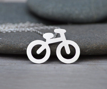 Bicycle Necklace in Sterling Silver, Silver Bicycle Necklace