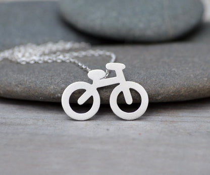 Bicycle Necklace in Sterling Silver, Silver Bicycle Necklace
