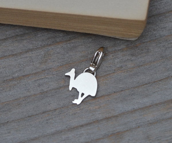 Southern Cassowary Charm in Sterling Silver, Silver Animal Charm