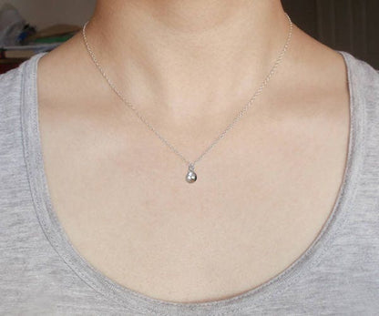 Silver Dewdrop Necklace, Silver Pebble Necklace