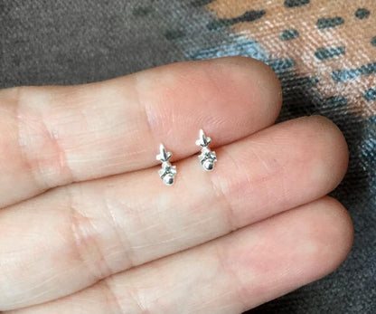 Tiny Fleur De Lis Stud Earrings, Small Silver Ear Posts