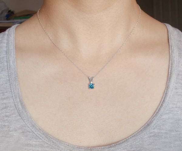 Blue Topaz Necklace in Sterling Silver, November Birthstone Necklace