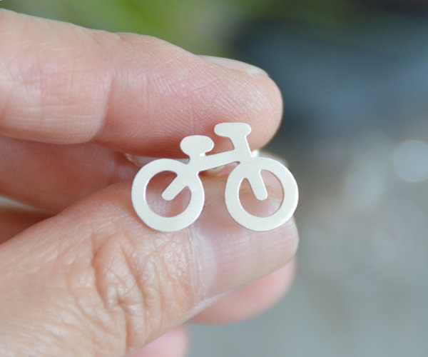 Bicycle Cufflinks in Sterling Silver, Personalized Bicycle Cufflink