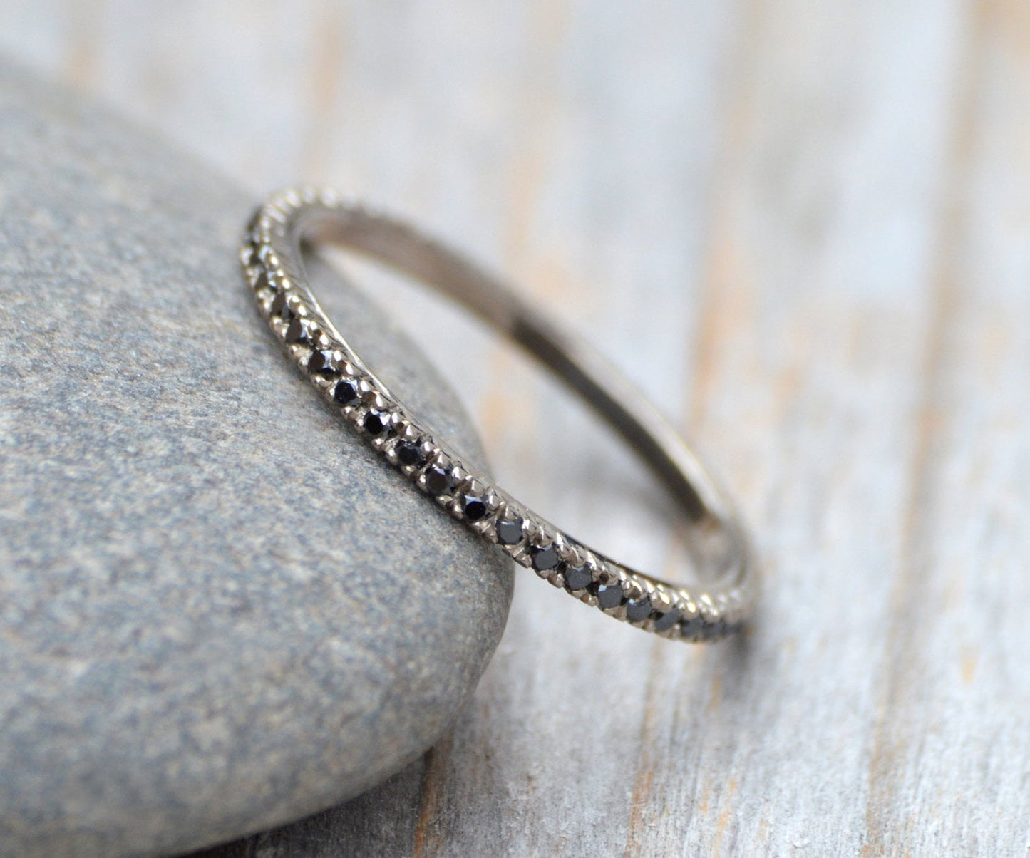 Black Diamond Eternity Ring, Pave Eternity Wedding Ring, Black Diamond Wedding Ring, Pave Diamond Ring