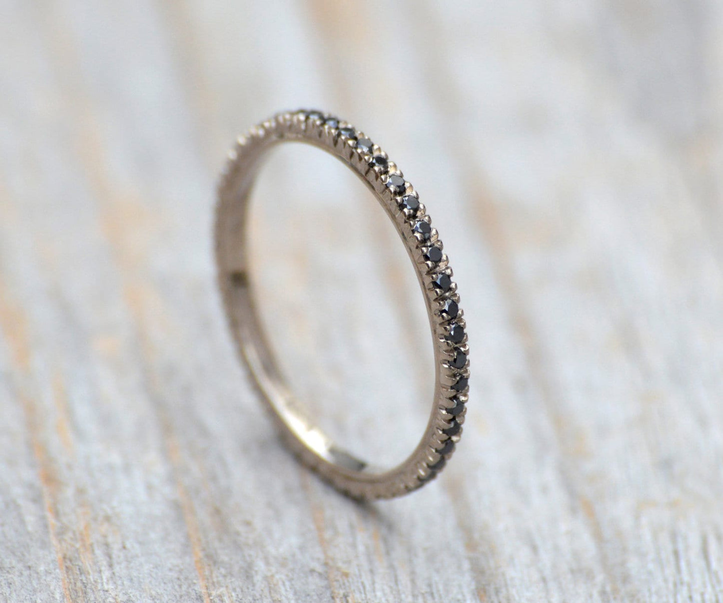 Black Diamond Eternity Ring, Pave Eternity Wedding Ring, Black Diamond Wedding Ring, Pave Diamond Ring