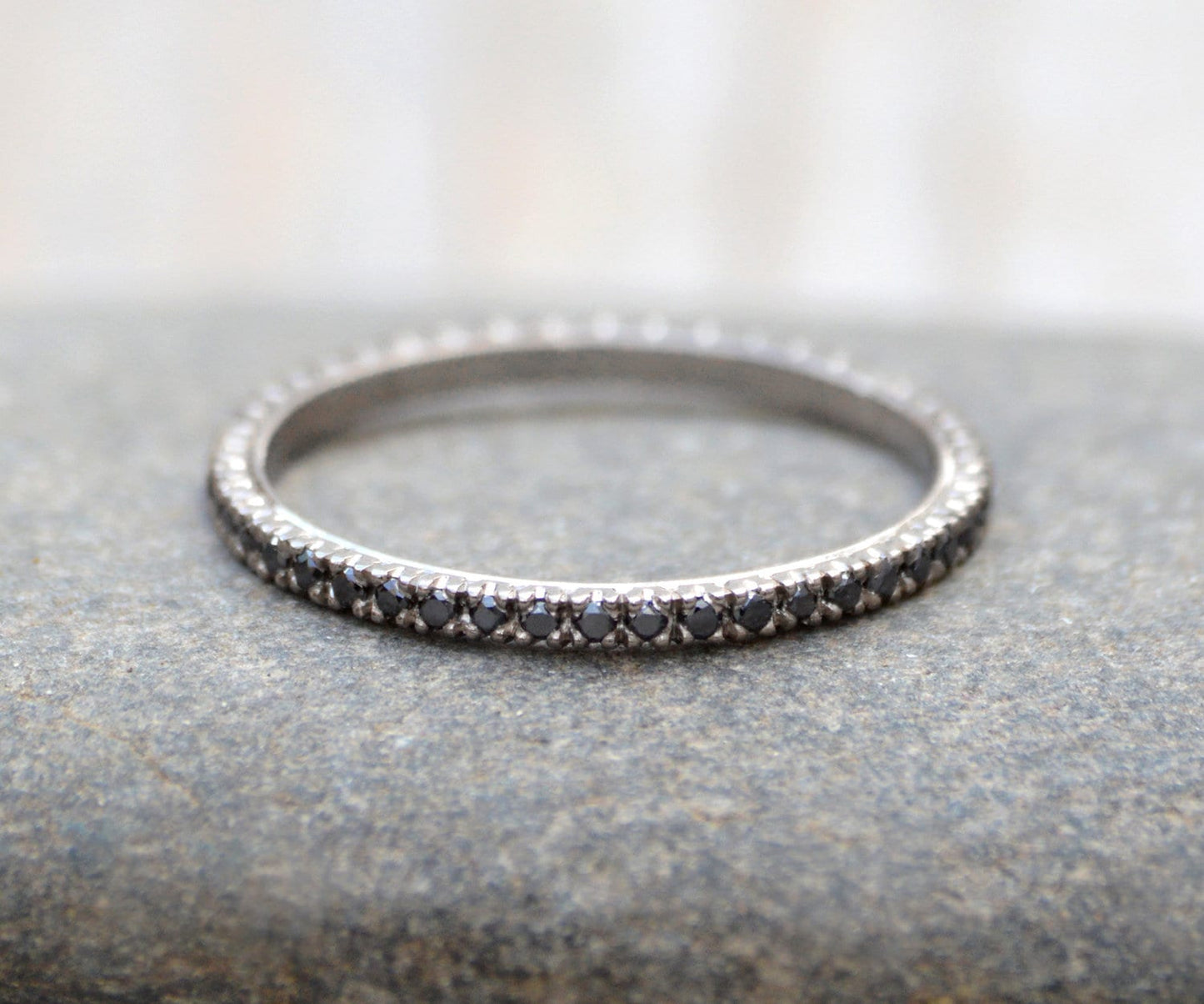 Black Diamond Eternity Ring, Pave Eternity Wedding Ring, Black Diamond Wedding Ring, Pave Diamond Ring